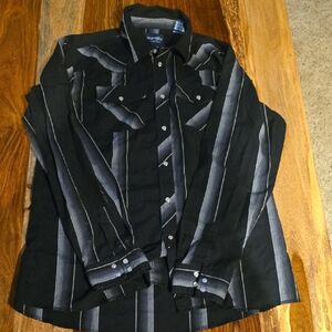 Wrangler Black and Gray Striped Shirt 18-20